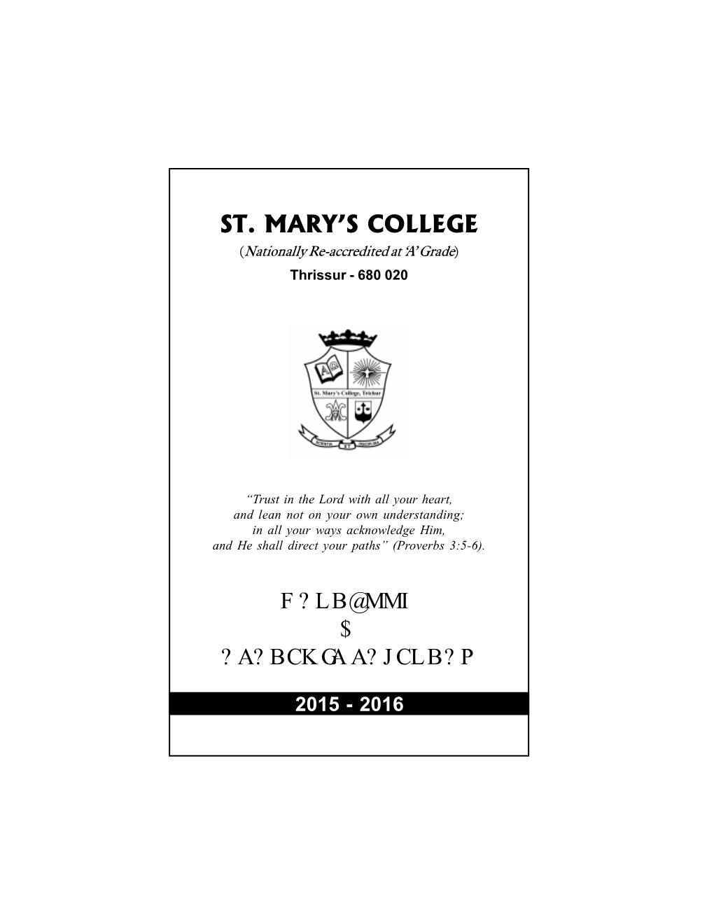 Handbook & Academic Calendar St. Mary's College