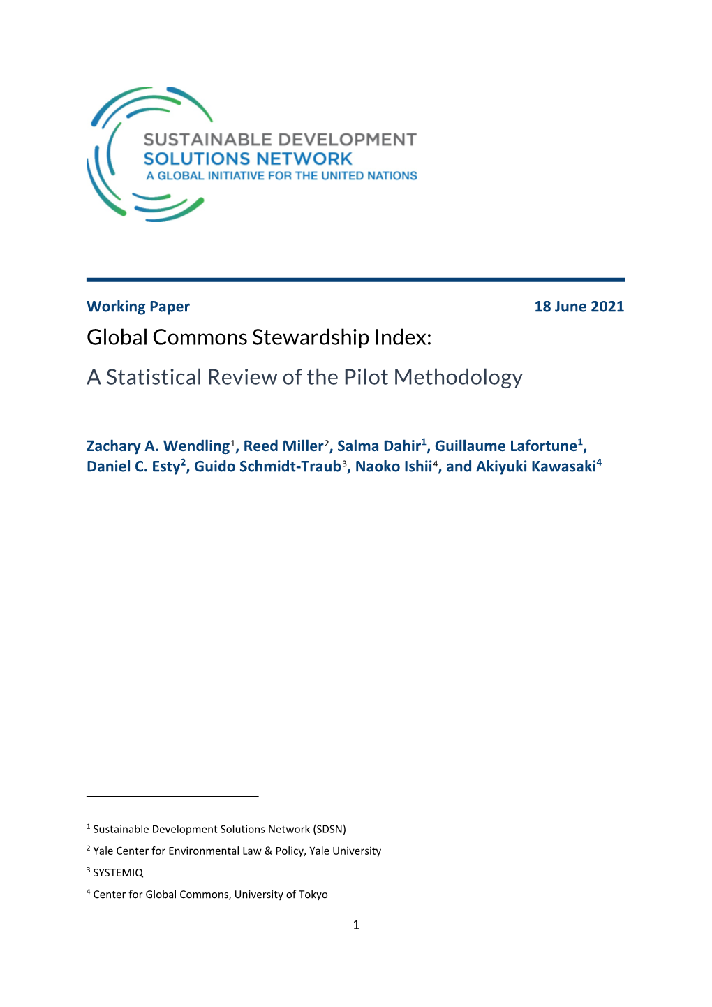 Global Commons Stewardship Index: a Statistical Review of the Pilot Methodology