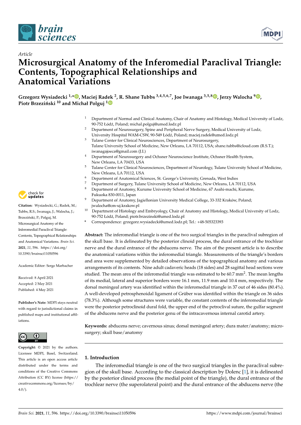 Microsurgical Anatomy of the Inferomedial Paraclival Triangle: Contents, Topographical Relationships and Anatomical Variations