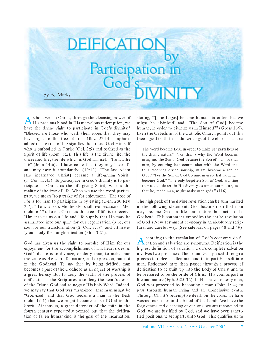 Deification by Participation in God's Divinity