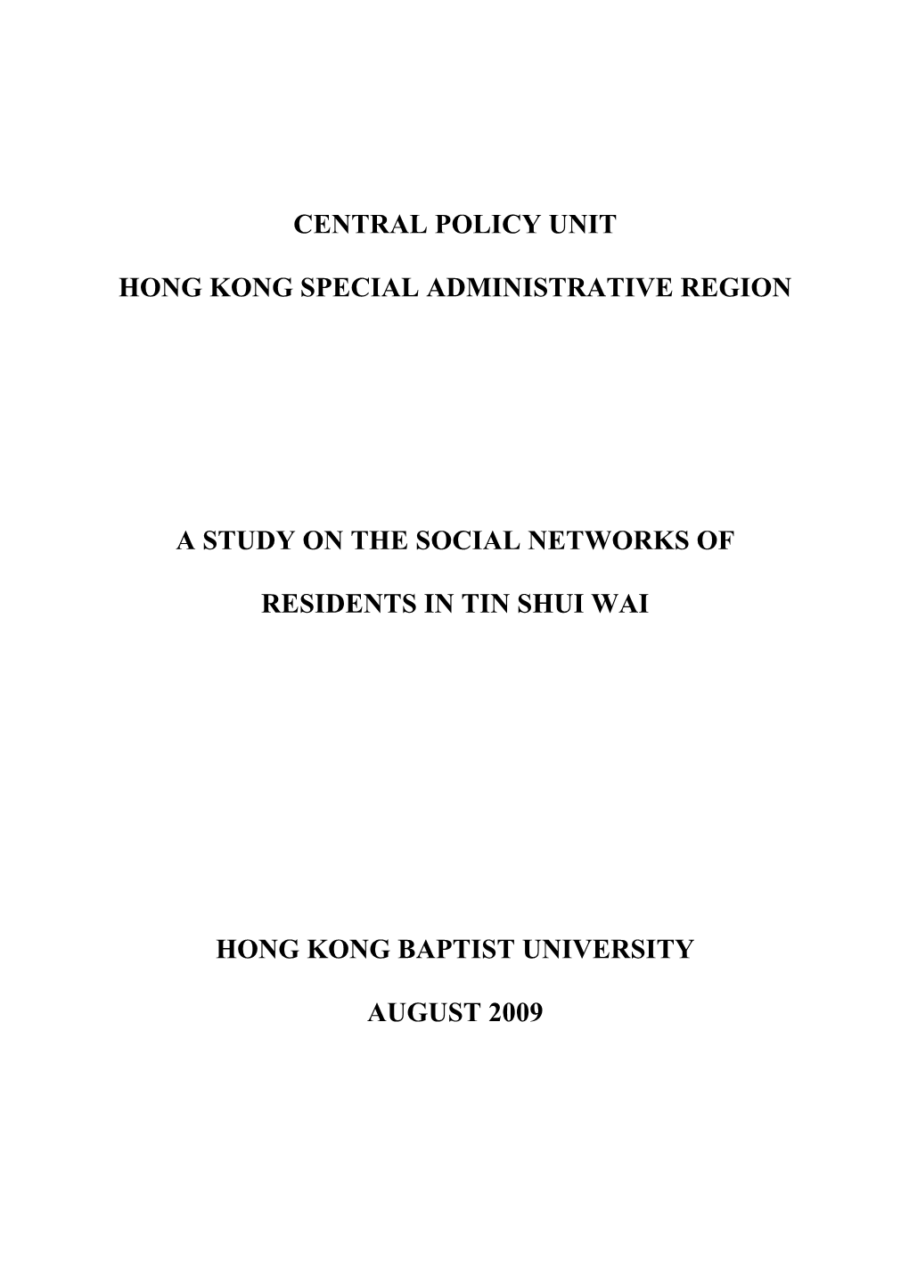 A Study on the Social Networks of Residents in Tin Shui