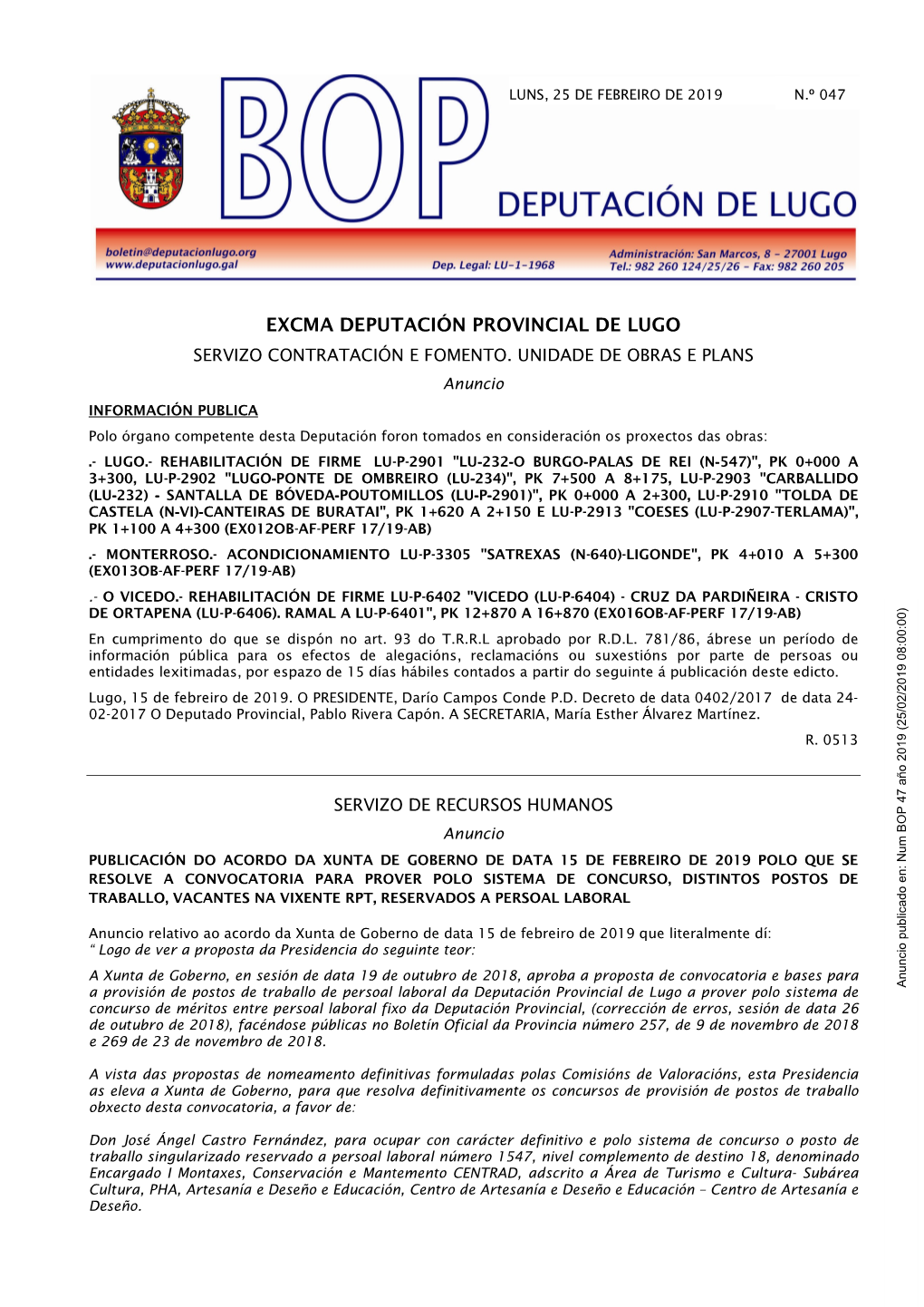 Excma Deputación Provincial De Lugo Servizo Contratación E Fomento