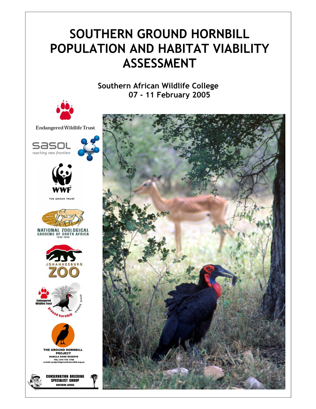 Southern Ground Hornbill Population and Habitat Viability Assessment