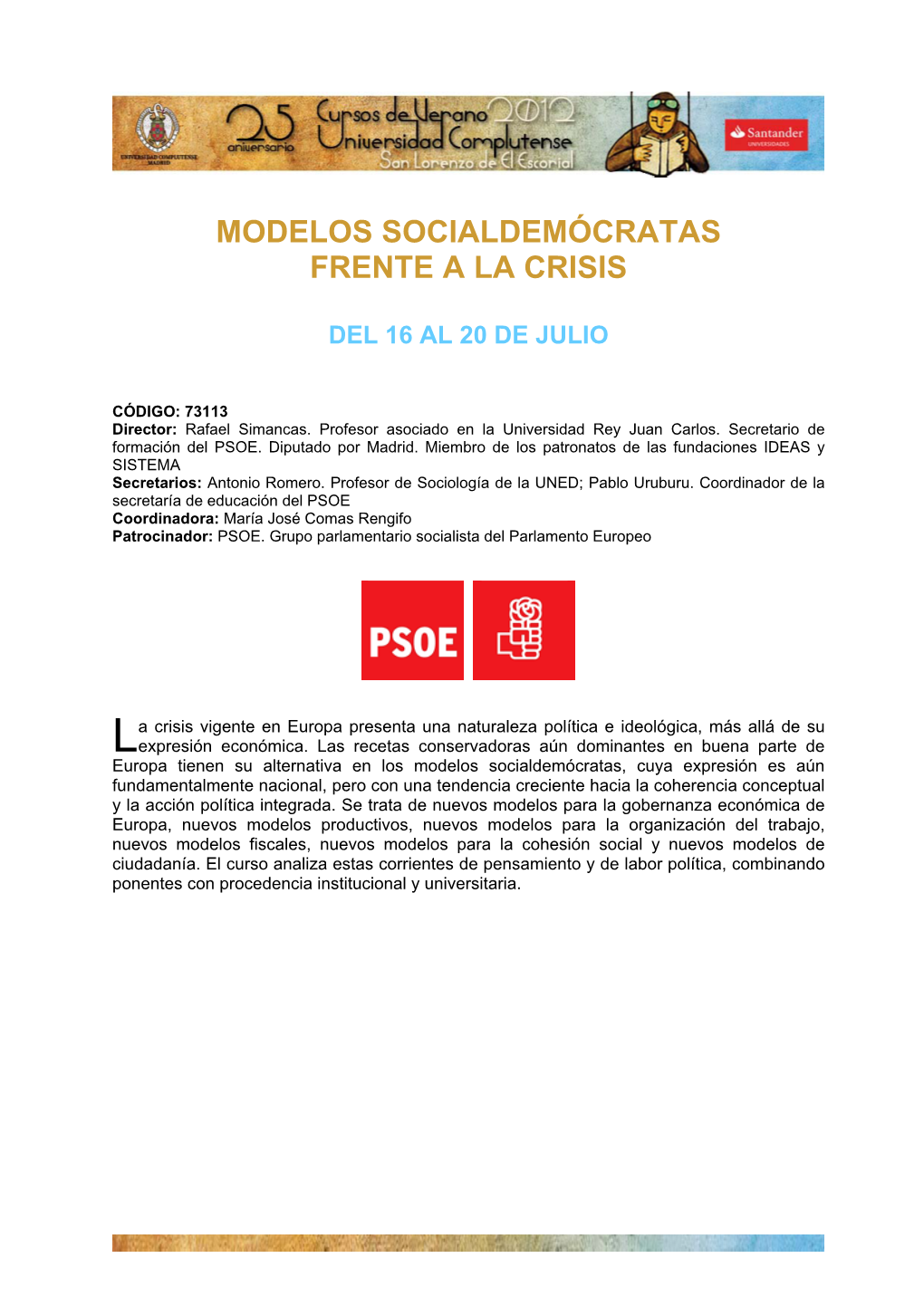 Modelos Socialdemócratas Frente a La Crisis