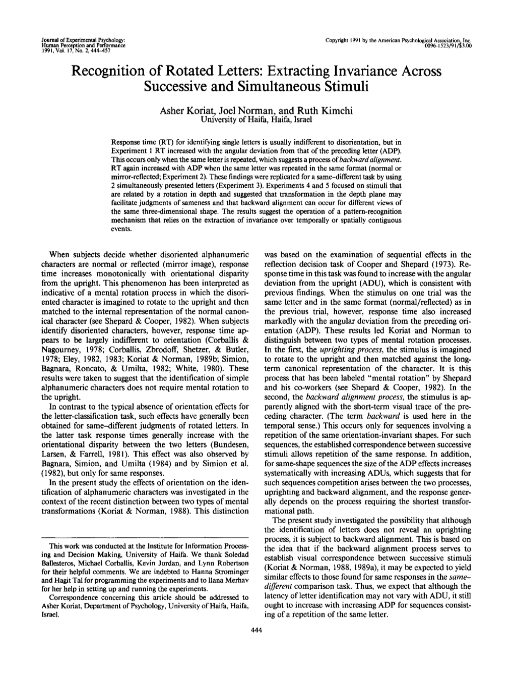 Extracting Invariance Across Successive and Simultaneous Stimuli