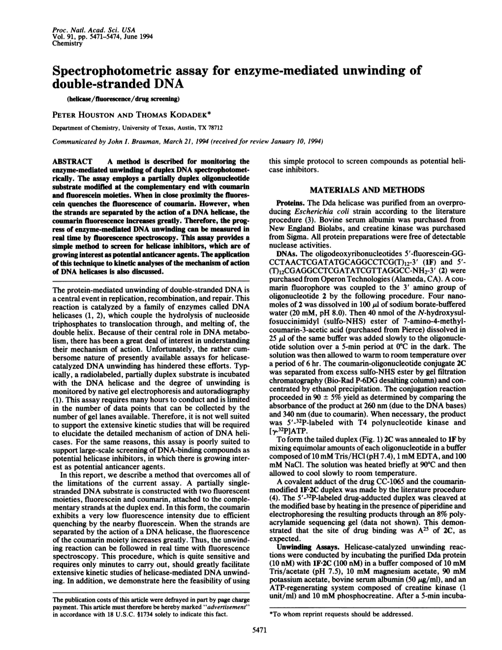 Spectrophotometric Assay for Enzyme-Mediated