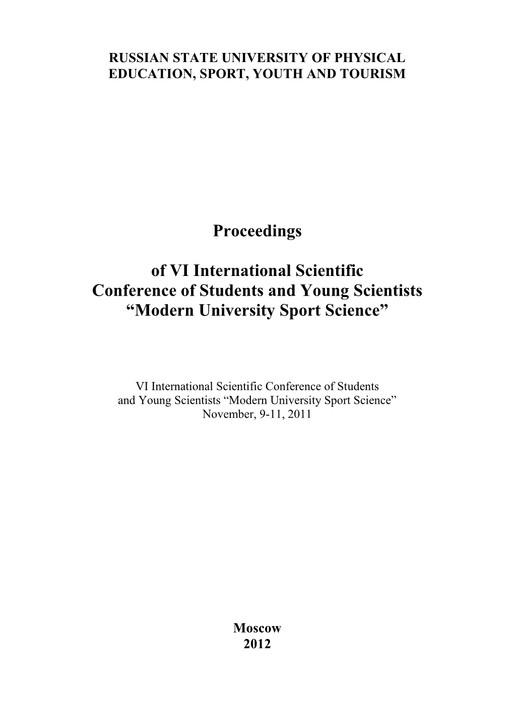 Proceedings of VI International Scientific Conference of Students