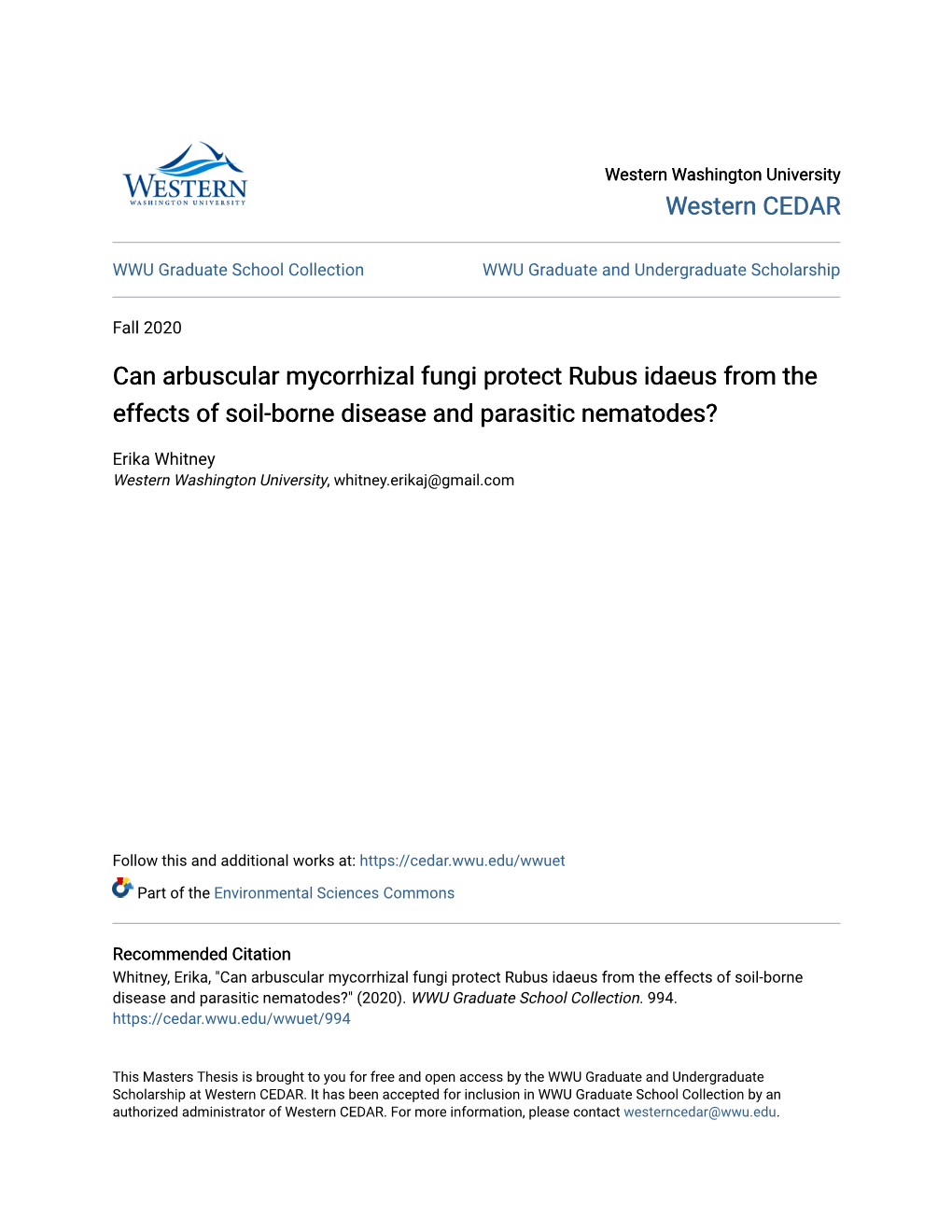 Can Arbuscular Mycorrhizal Fungi Protect Rubus Idaeus from the Effects of Soil-Borne Disease and Parasitic Nematodes?