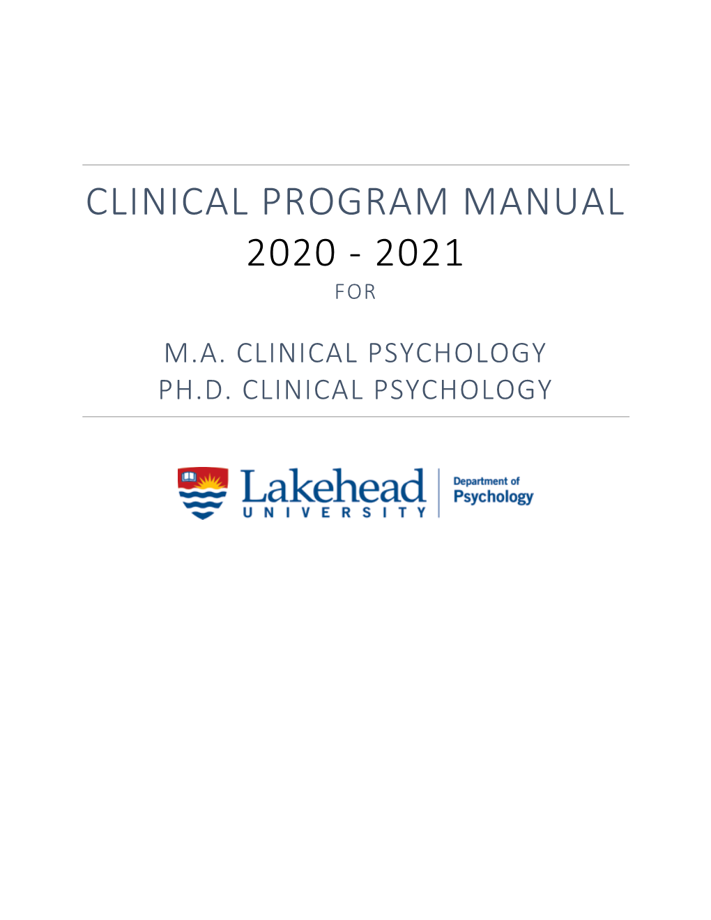 Clinical Program Manual 2020 - 2021 For