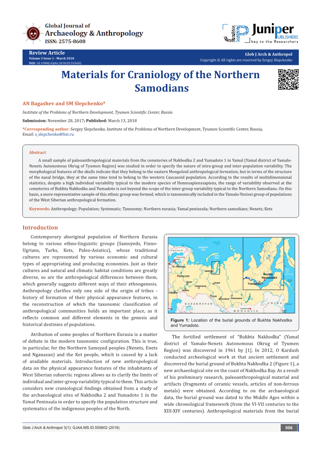 Materials for Craniology of the Northern Samodians