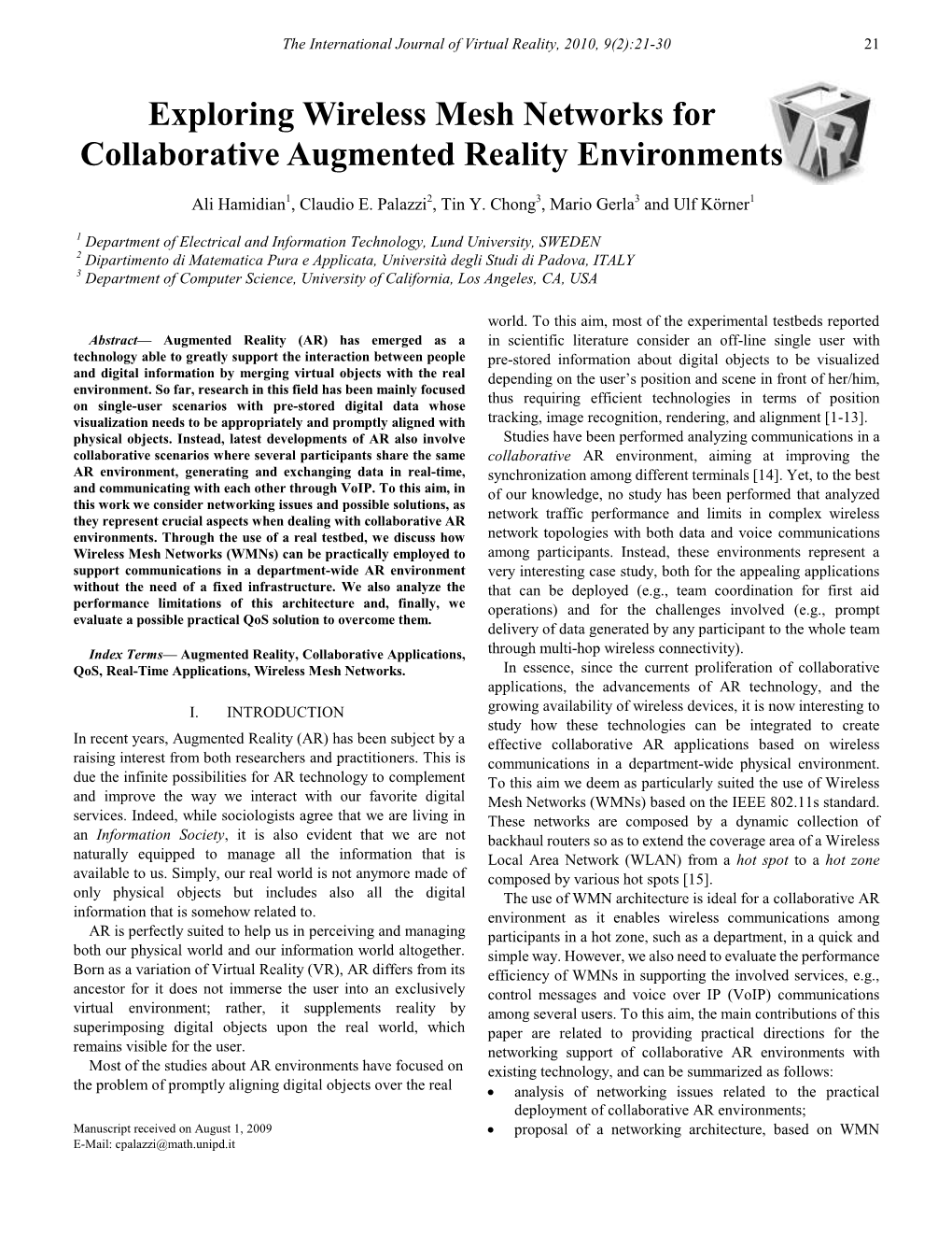 Exploring Wireless Mesh Networks for Collaborative Augmented Reality Environments