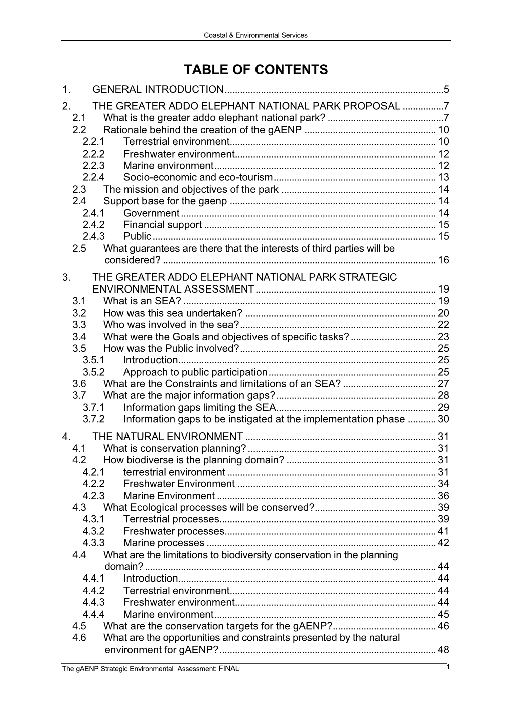 Table of Contents 1