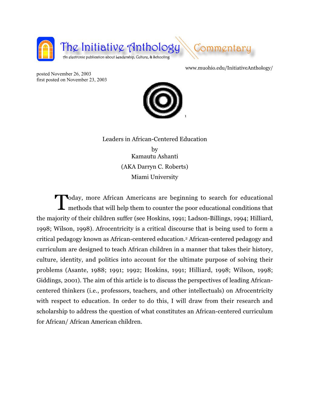 Leaders in African-Centered Education by Kamautu Ashanti (AKA Darryn C