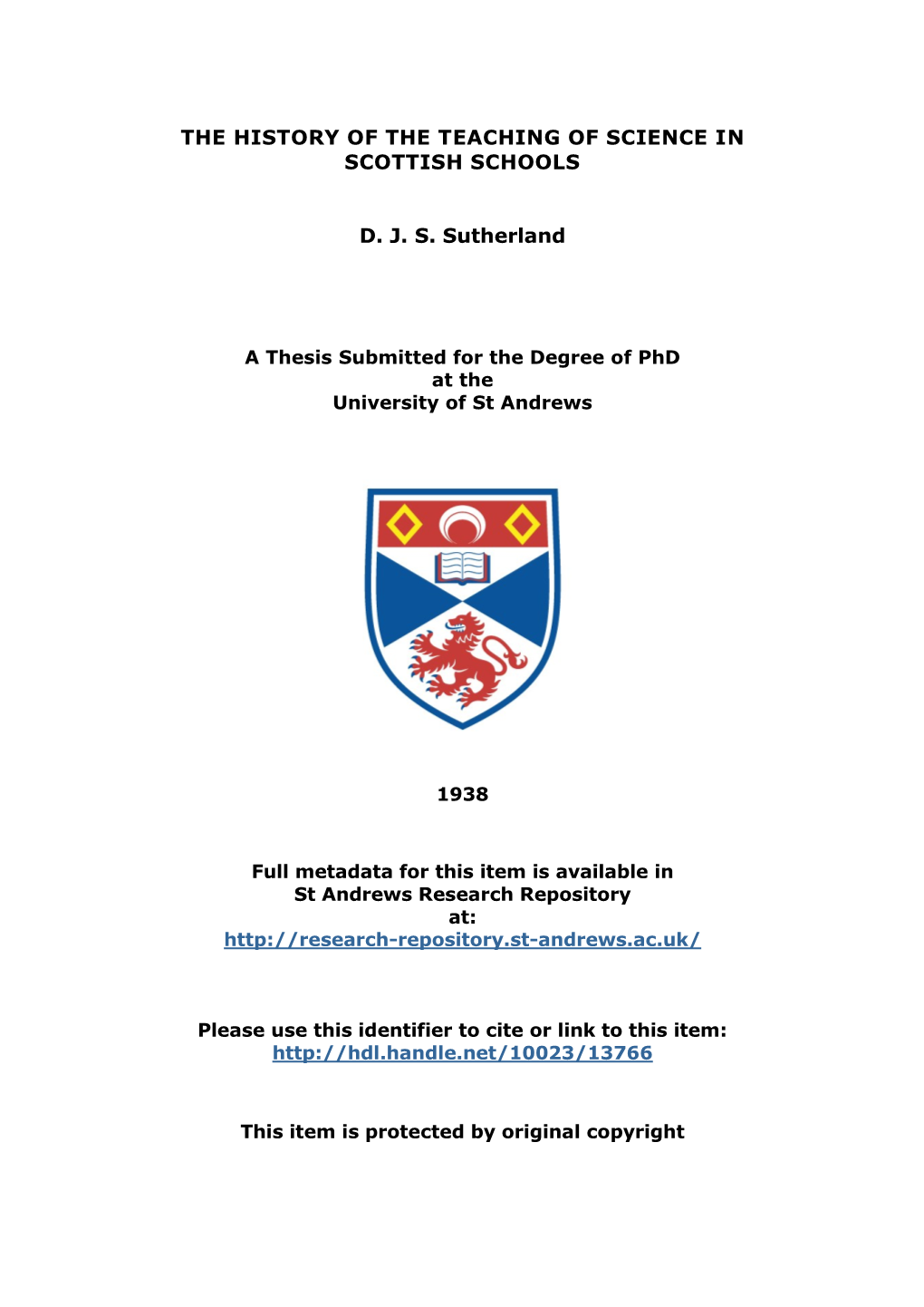 Douglas Sutherland Phd Thesis