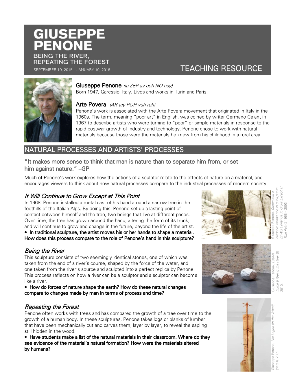 Giuseppe Penone Teaching Resource