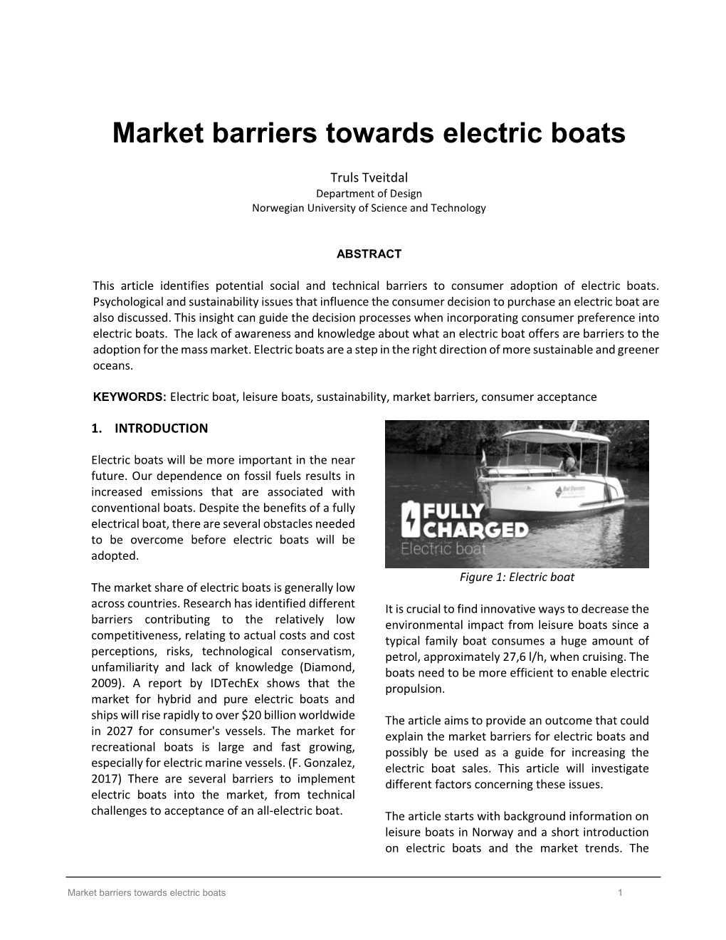 Market Barriers Towards Electric Boats