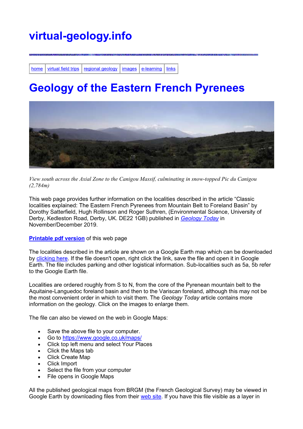 Geology of the Eastern French Pyrenees