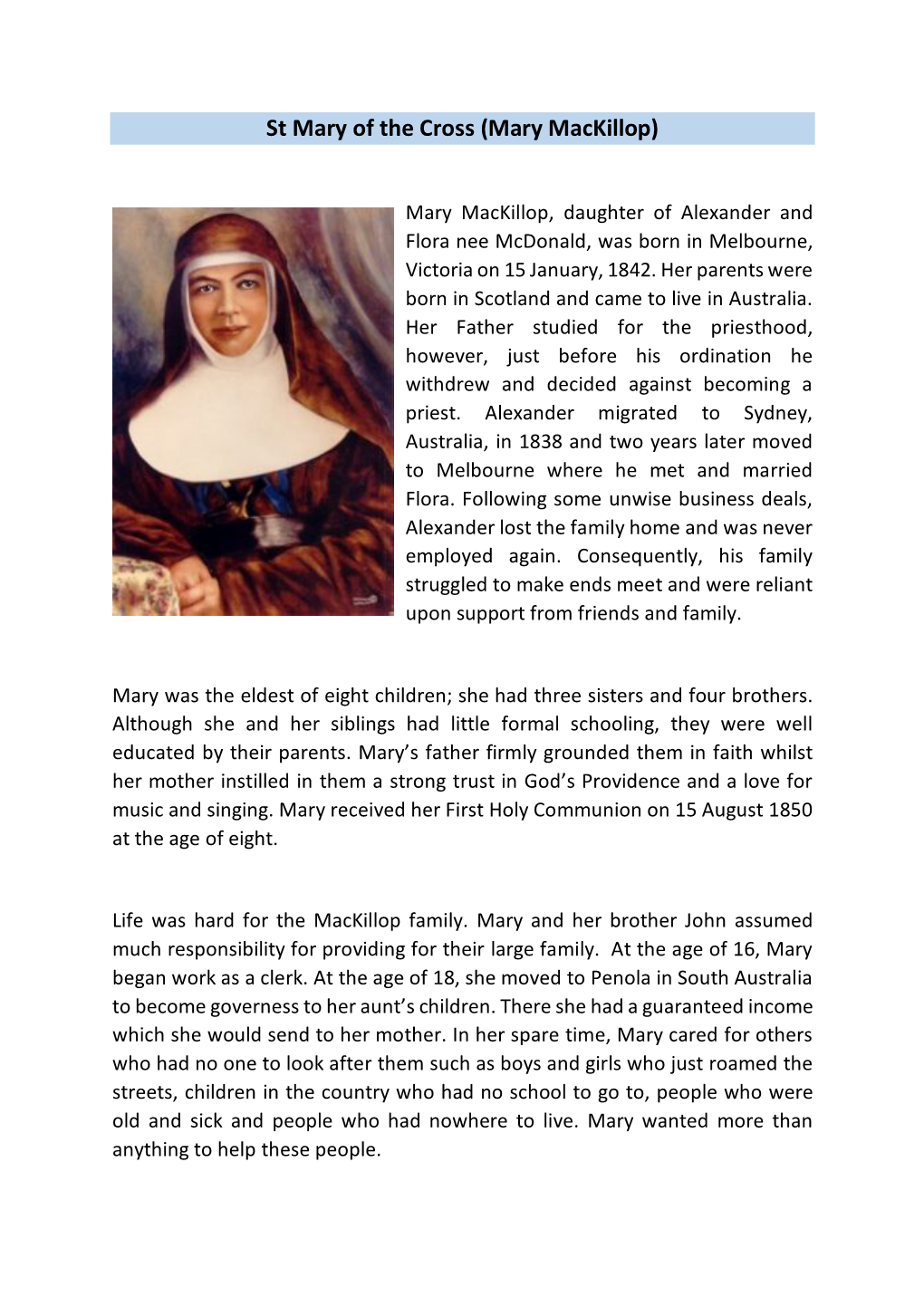 St Mary of the Cross (Mary Mackillop)