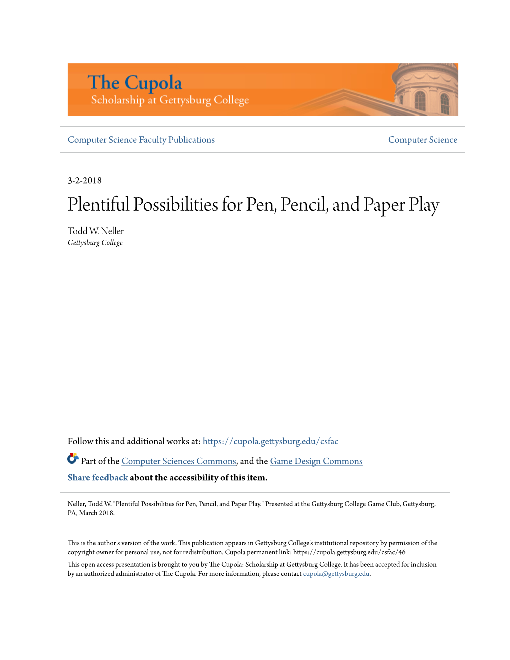 Plentiful Possibilities for Pen, Pencil, and Paper Play Todd W