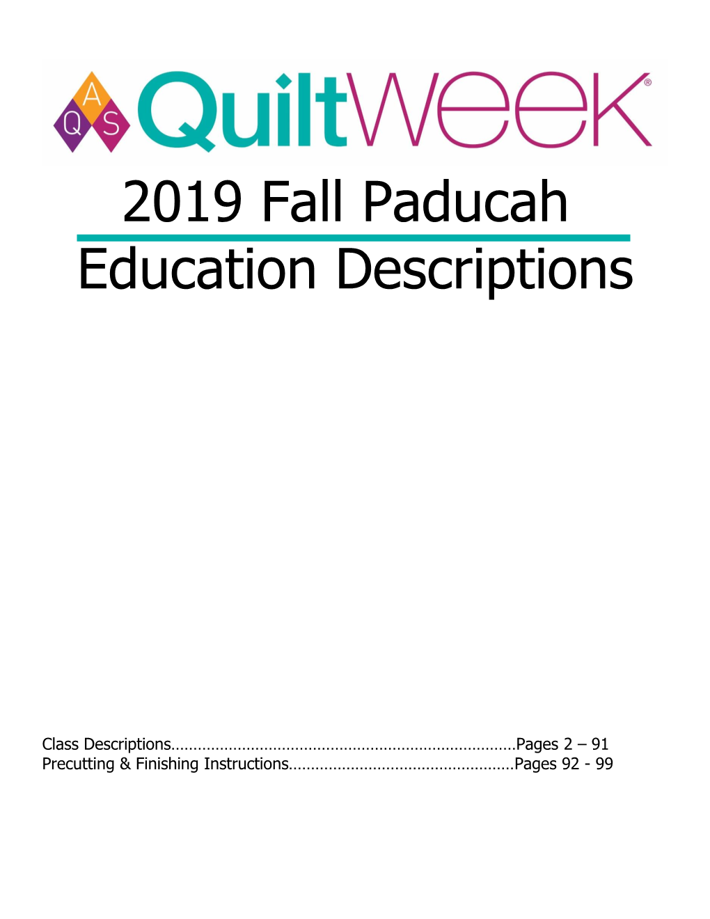 2019 Fall Paducah Education Descriptions