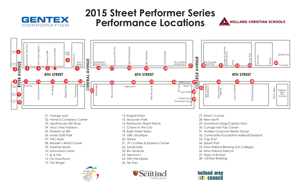 2015 Street Performer Series Performance Locations