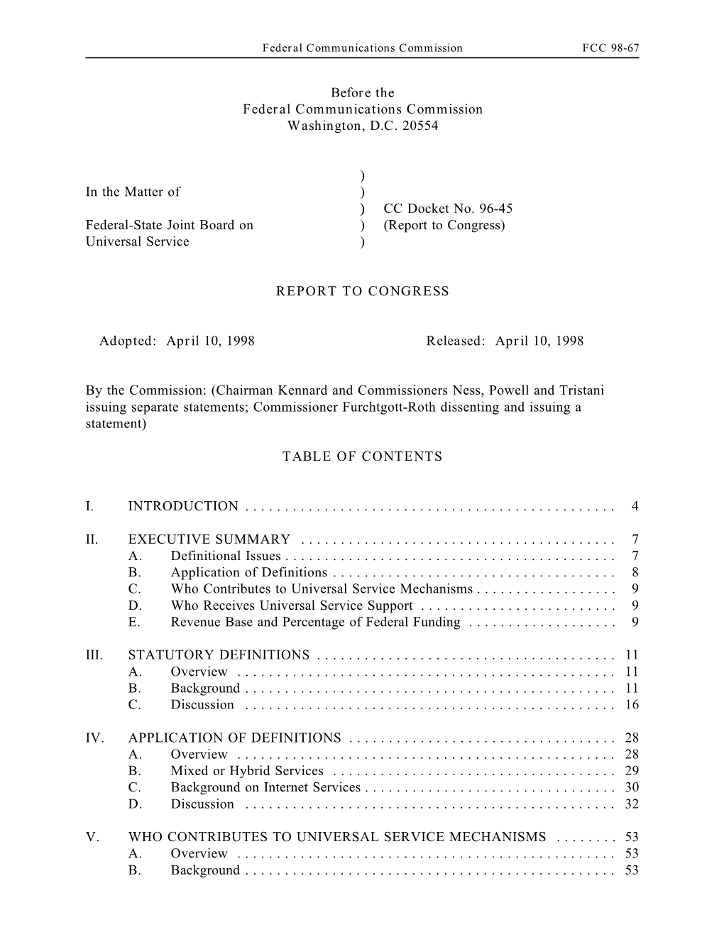 FCC 98-67, CC Docket No.96-45