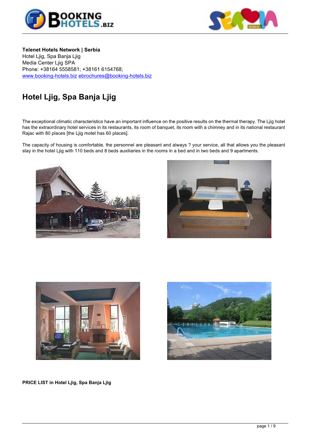 Tr Ebrochures 203 | Hotel Ljig, Spa Banja Ljig