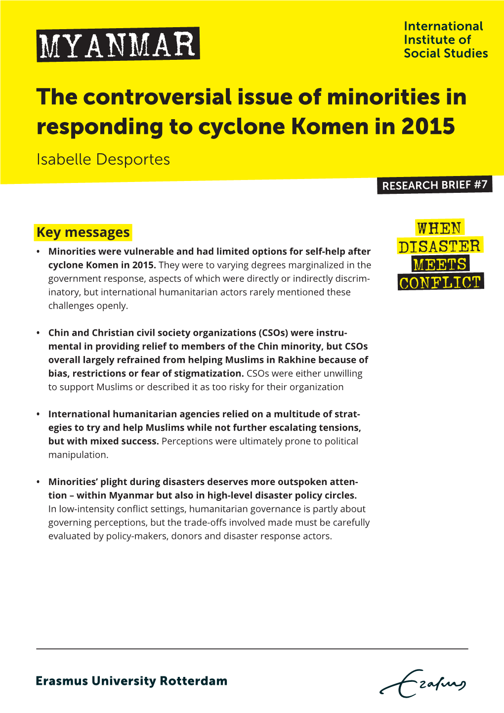 Cyclone Komen Response in Myanmar