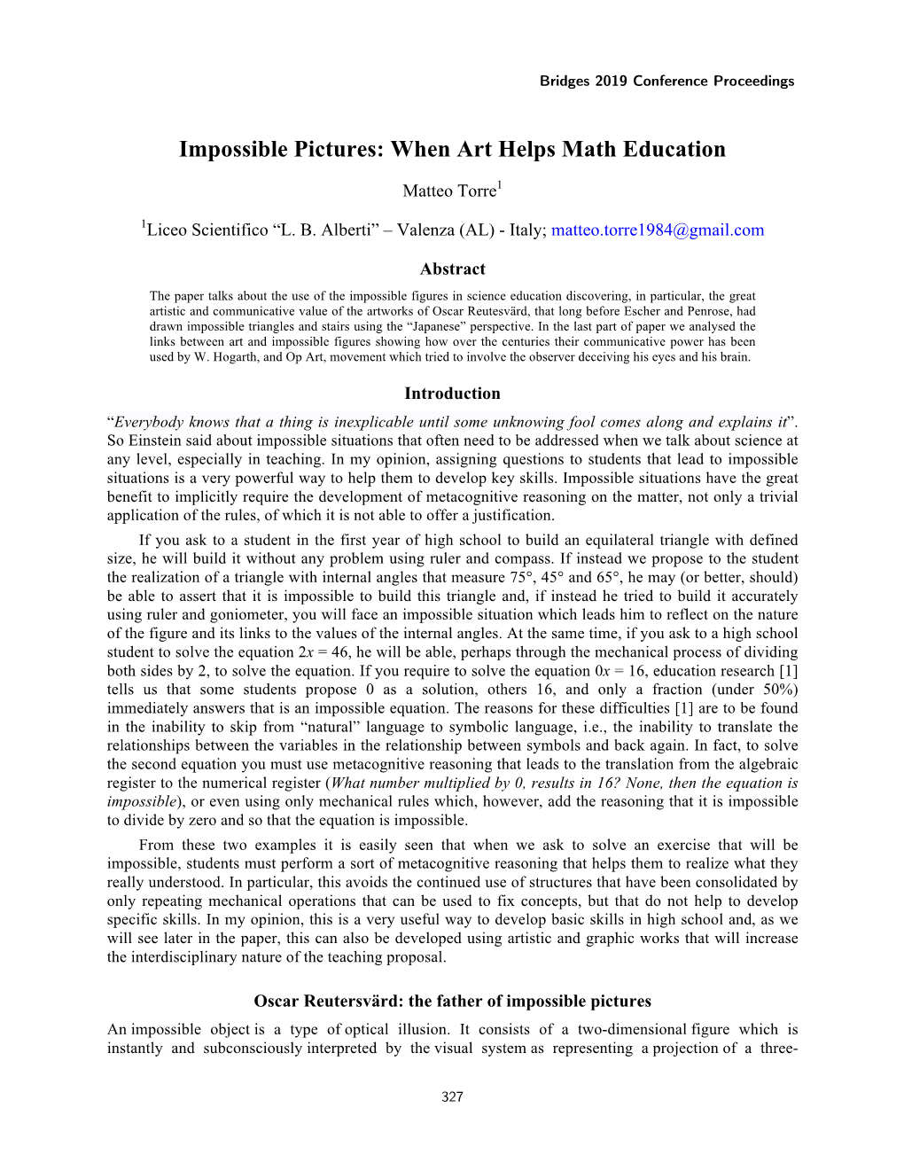 Impossible Pictures: When Art Helps Math Education