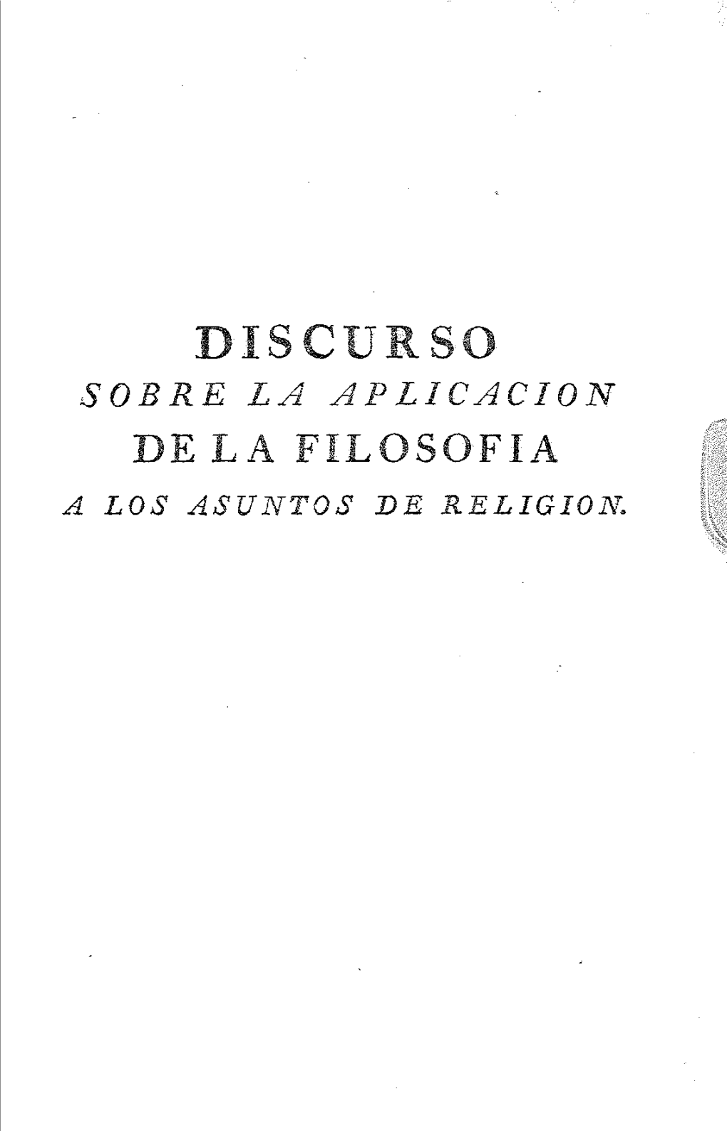 Discurso Sobre La Ap Lic Acion De La Filosofia a Los Asuntos D S Religion