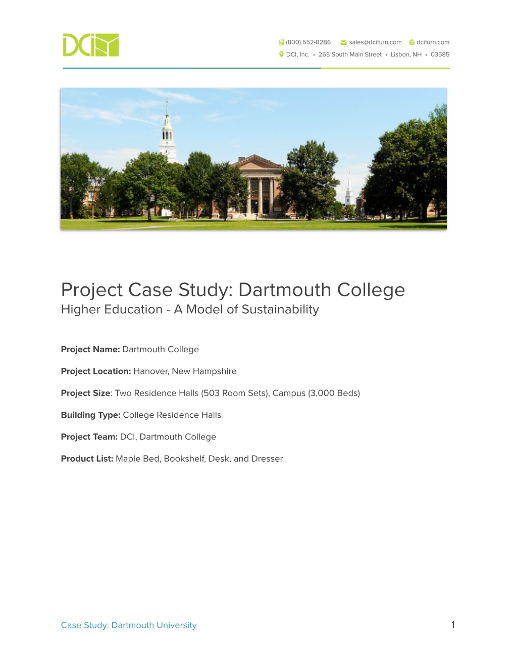 Project Case Study: Dartmouth College Higher Education - a Model of Sustainability