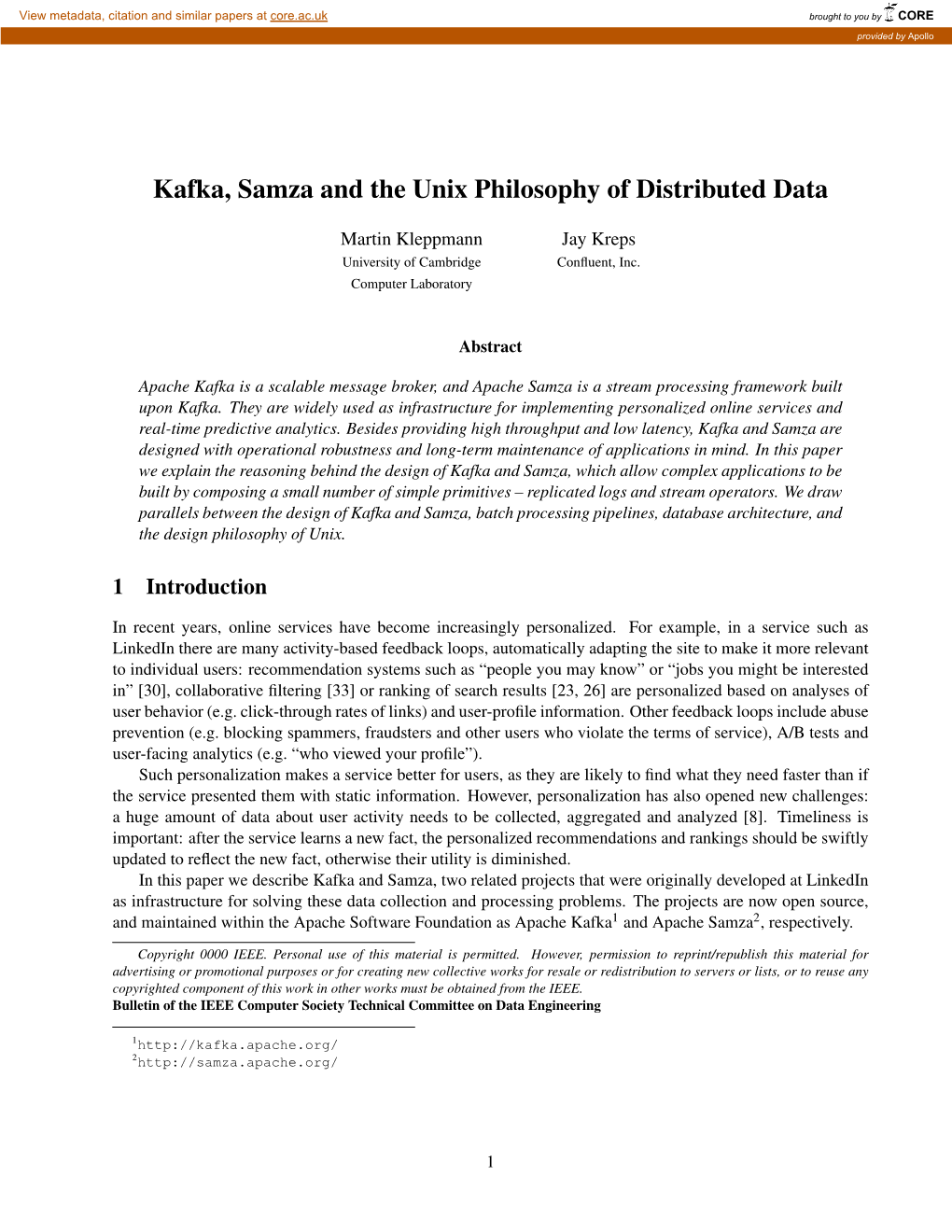 Kafka, Samza and the Unix Philosophy of Distributed Data