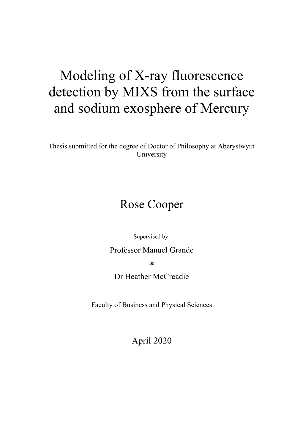 Modeling of X-Ray Fluorescence Detection by MIXS from the Surface and Sodium Exosphere of Mercury