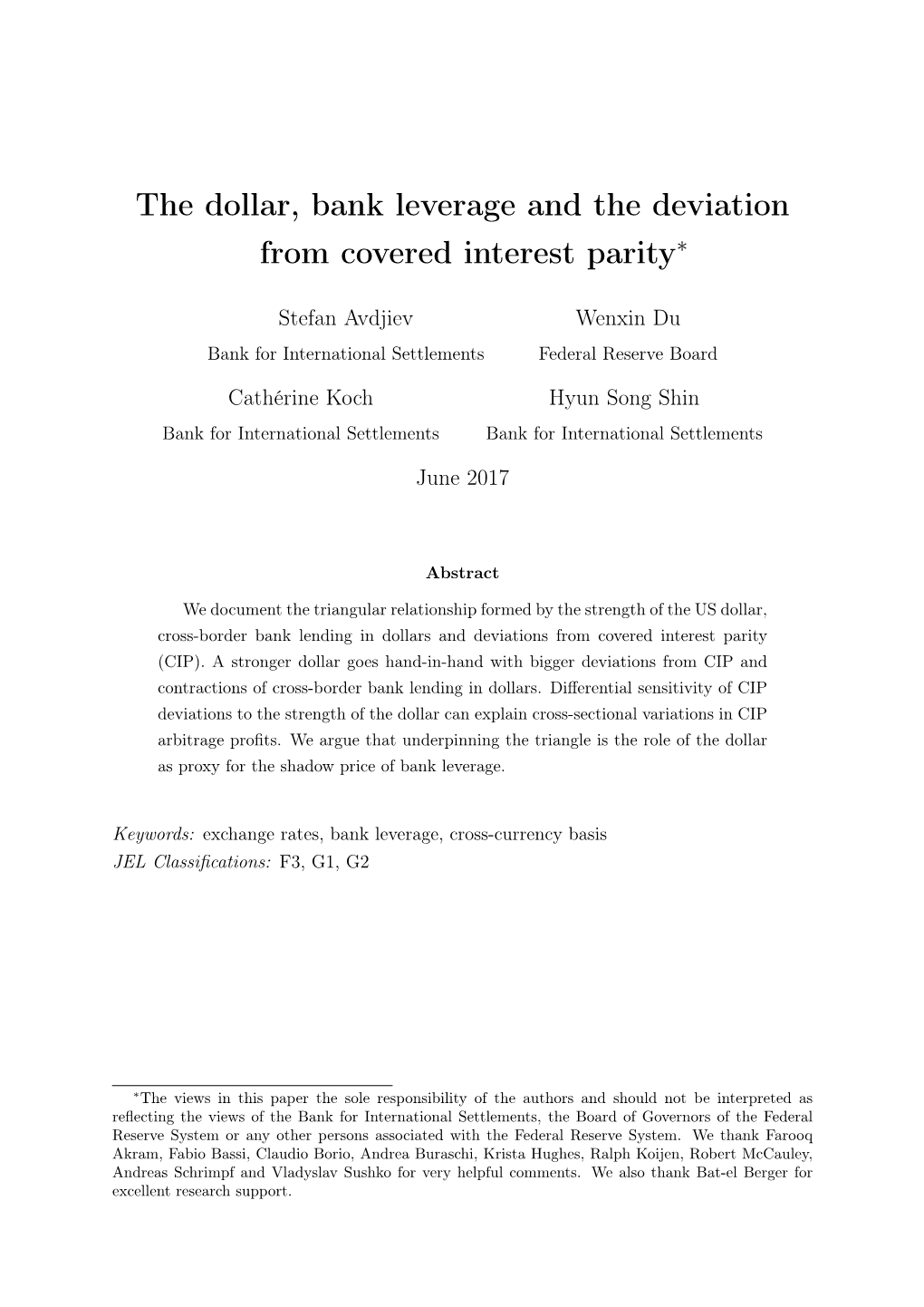The Dollar, Bank Leverage and the Deviation from Covered Interest Parity∗