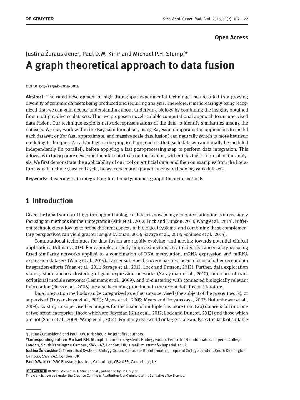 A Graph Theoretical Approach to Data Fusion