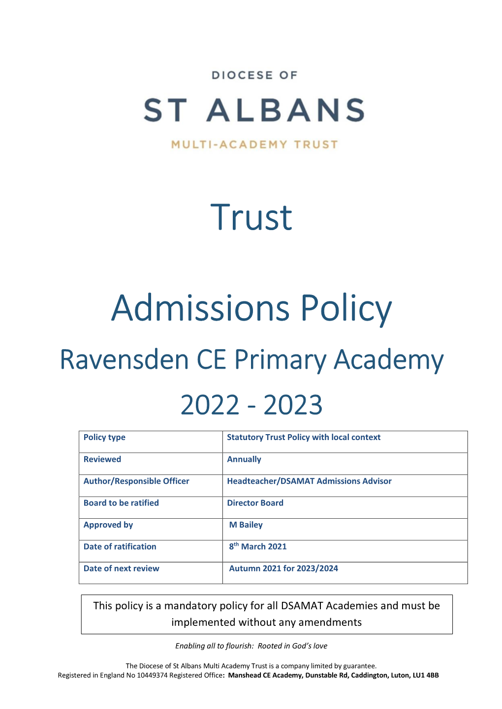 Trust Admissions Policy
