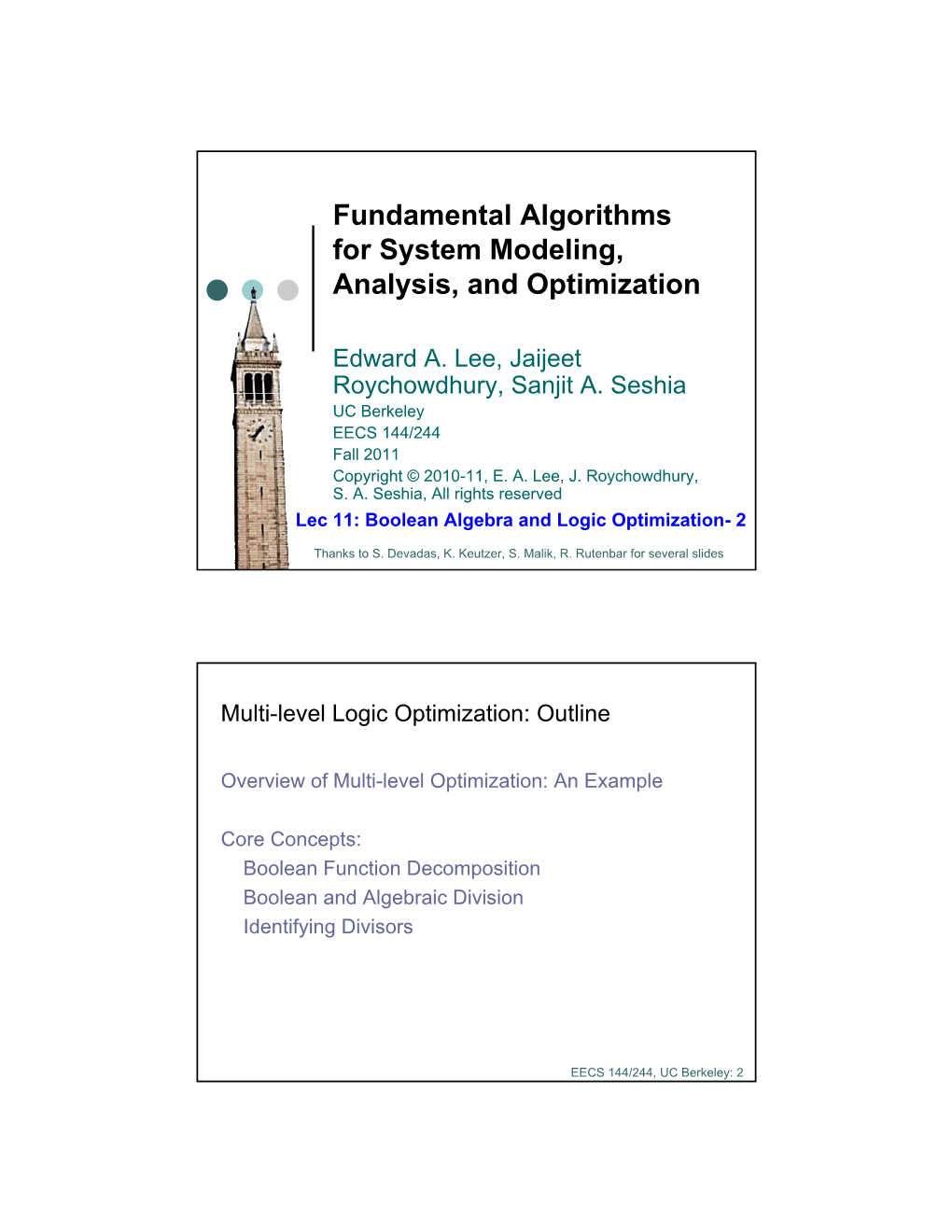 Boolean Algebra and Logic Optimization- 2