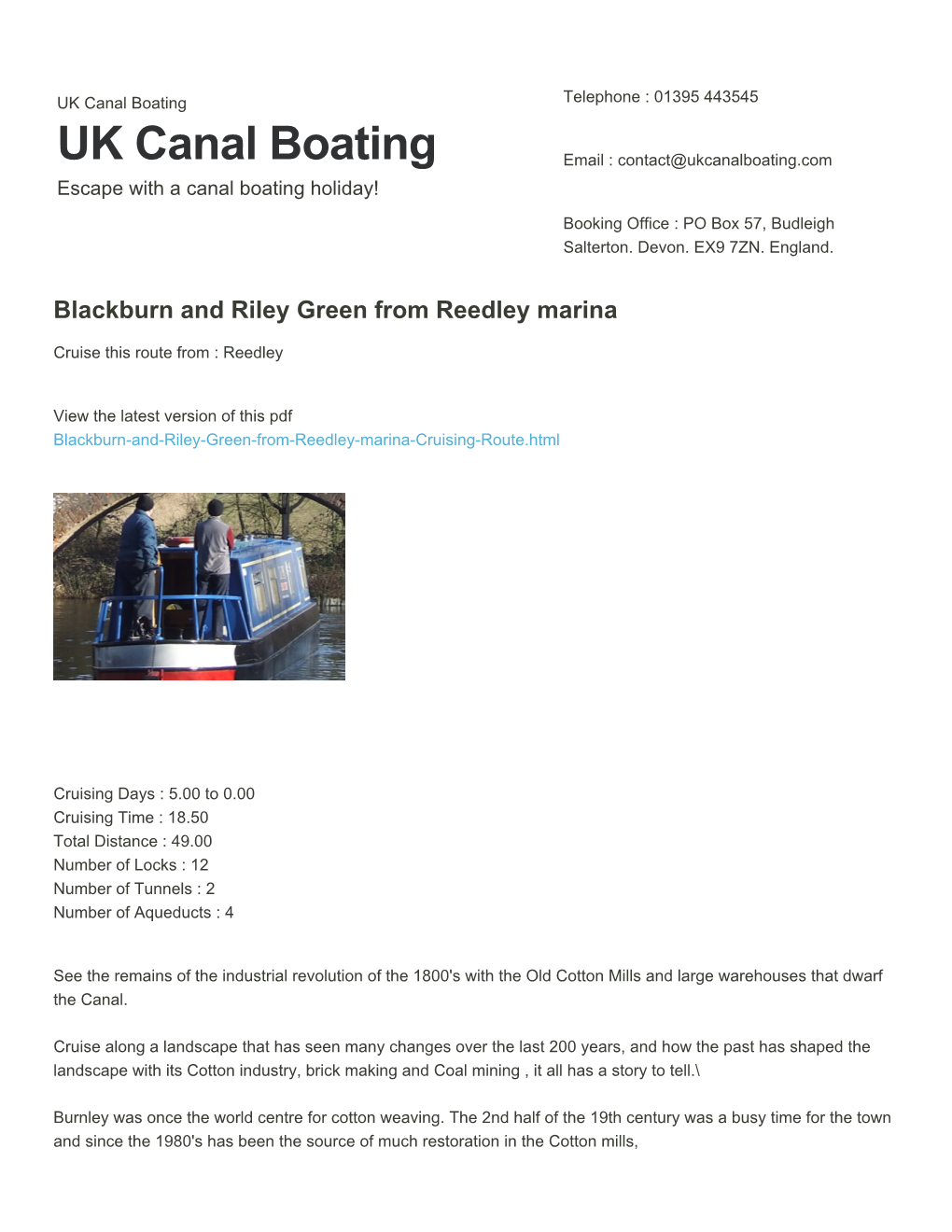 Blackburn and Riley Green from Reedley Marina | UK Canal Boating
