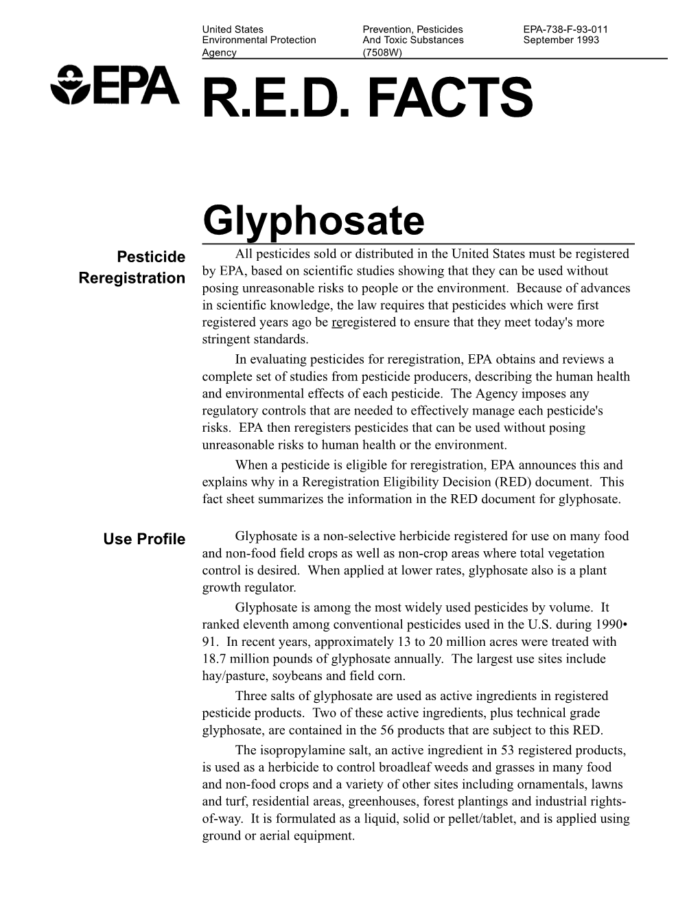 Fact Sheet for Glyphosate