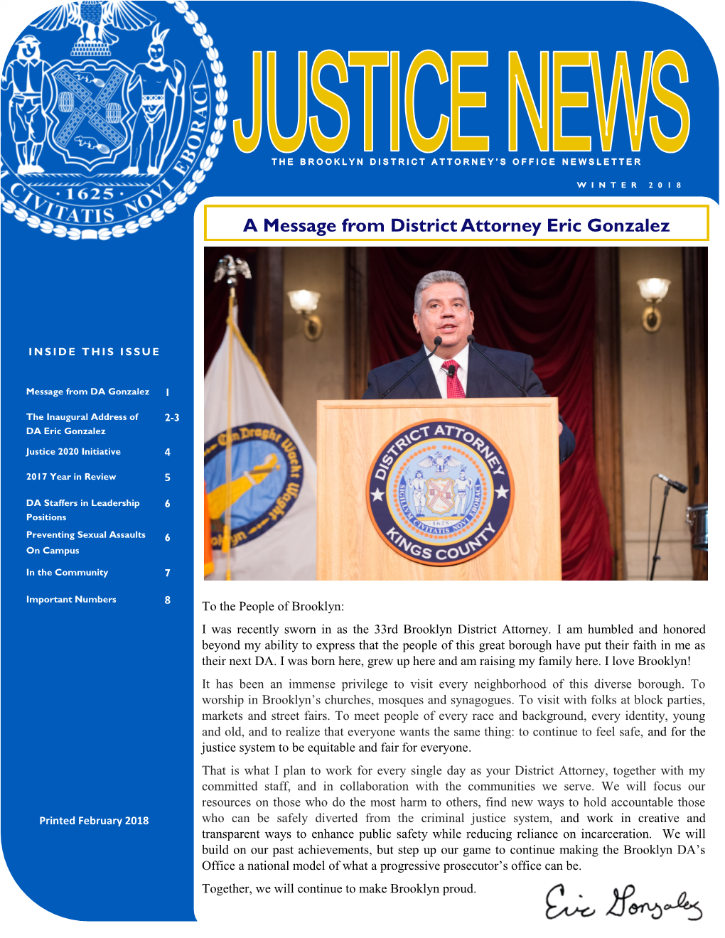 A Message from District Attorney Eric Gonzalez