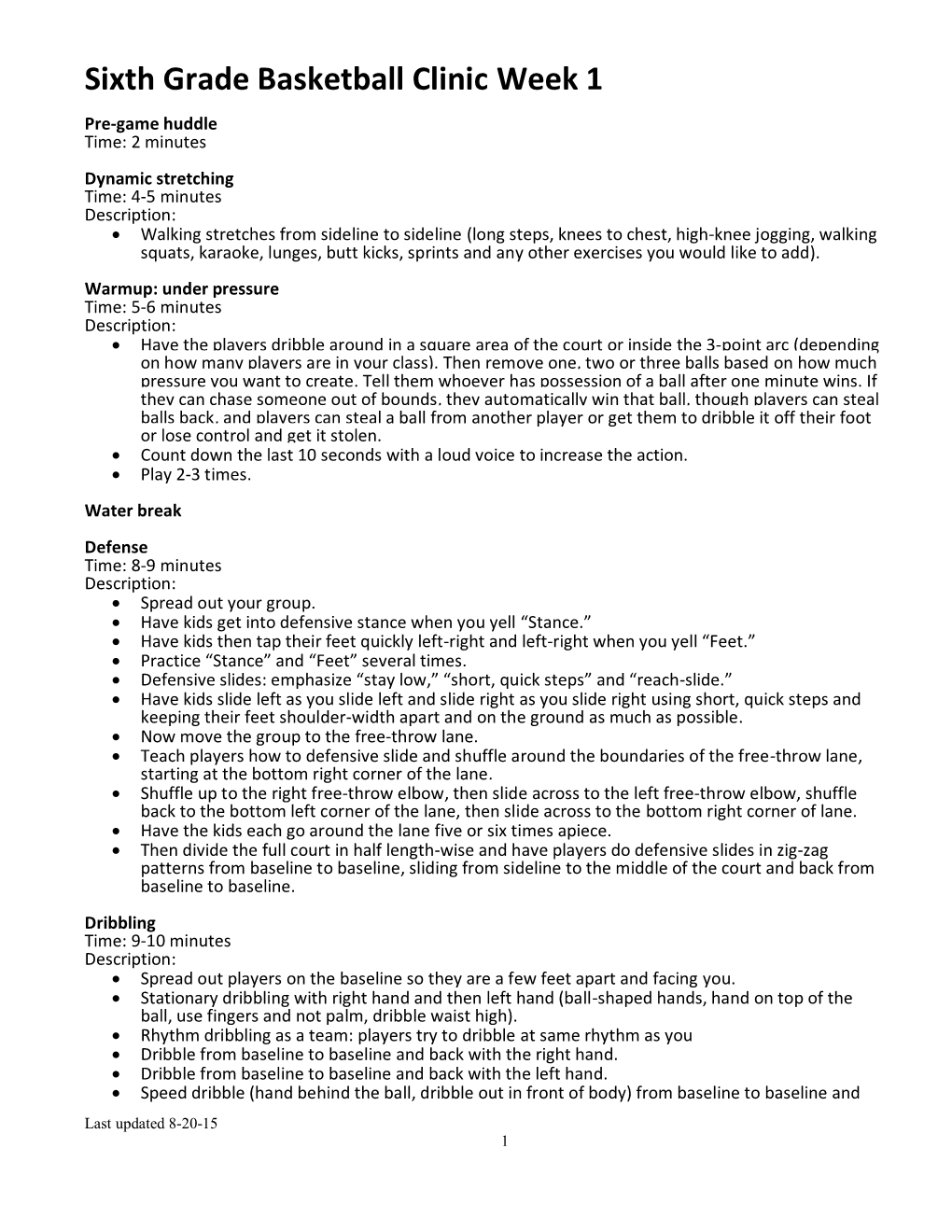 Coaching Outline: Grade-6Th