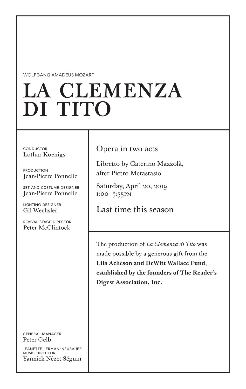 La Clemenza Di Tito