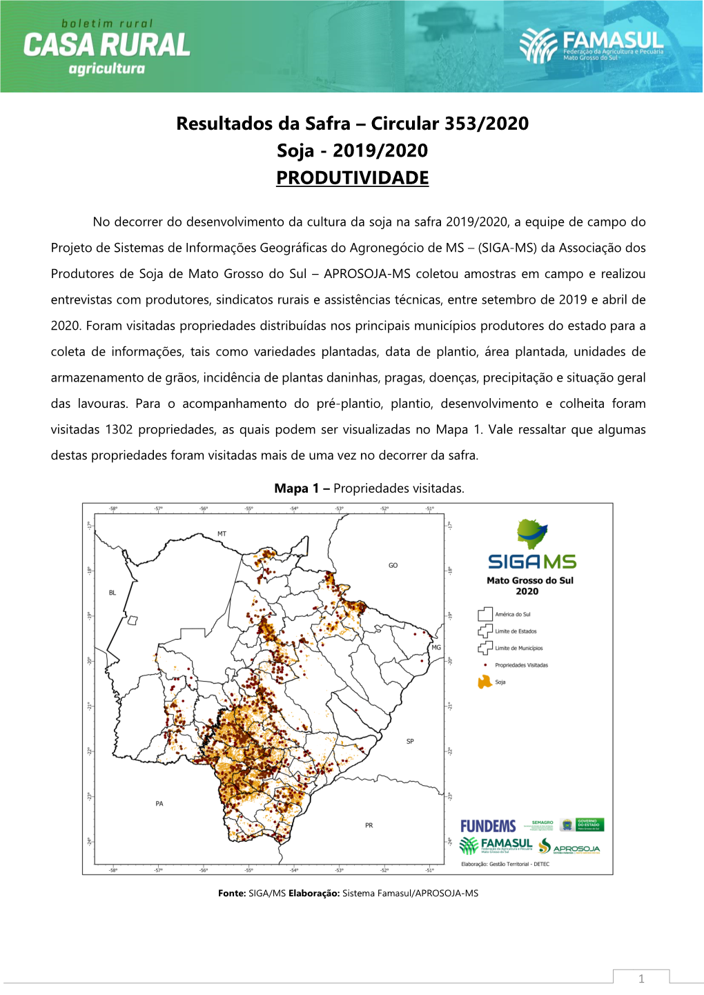 Circular 353 – Produtividade Da Soja 2019-2020