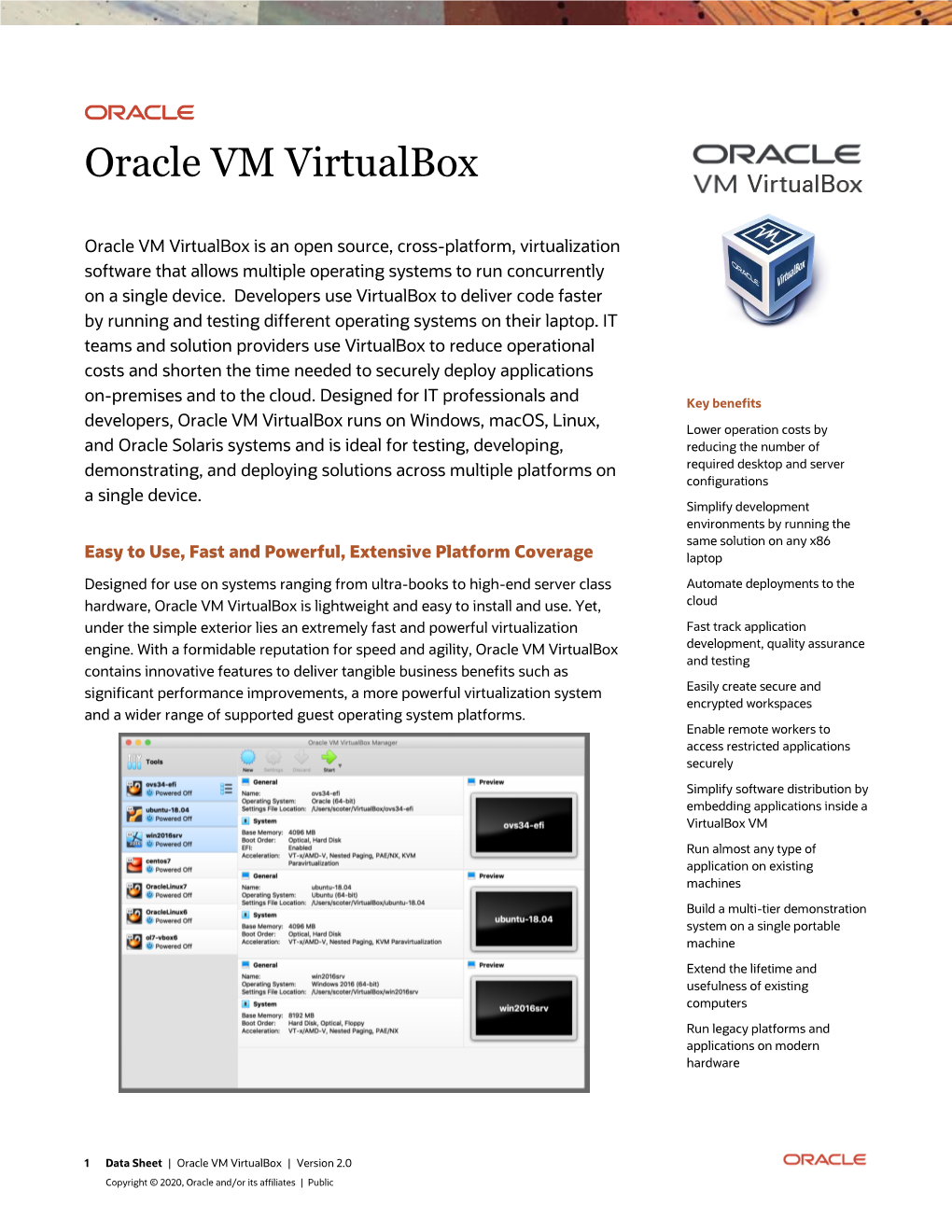 Oracle VM Virtualbox Datasheet