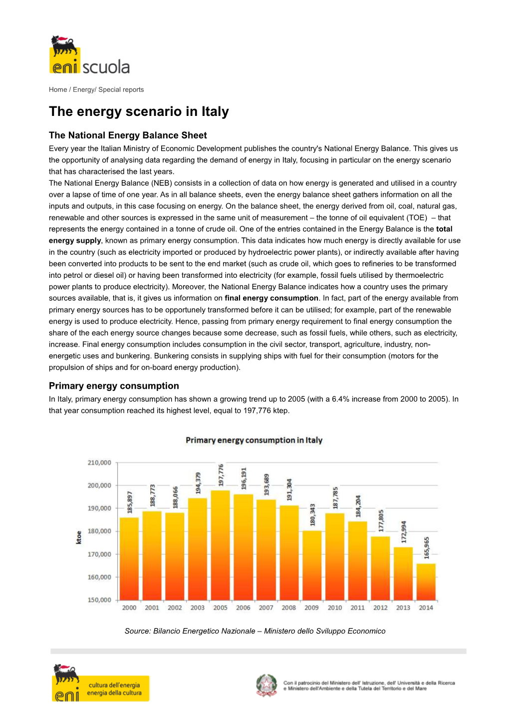 The Energy Scenario in Italy