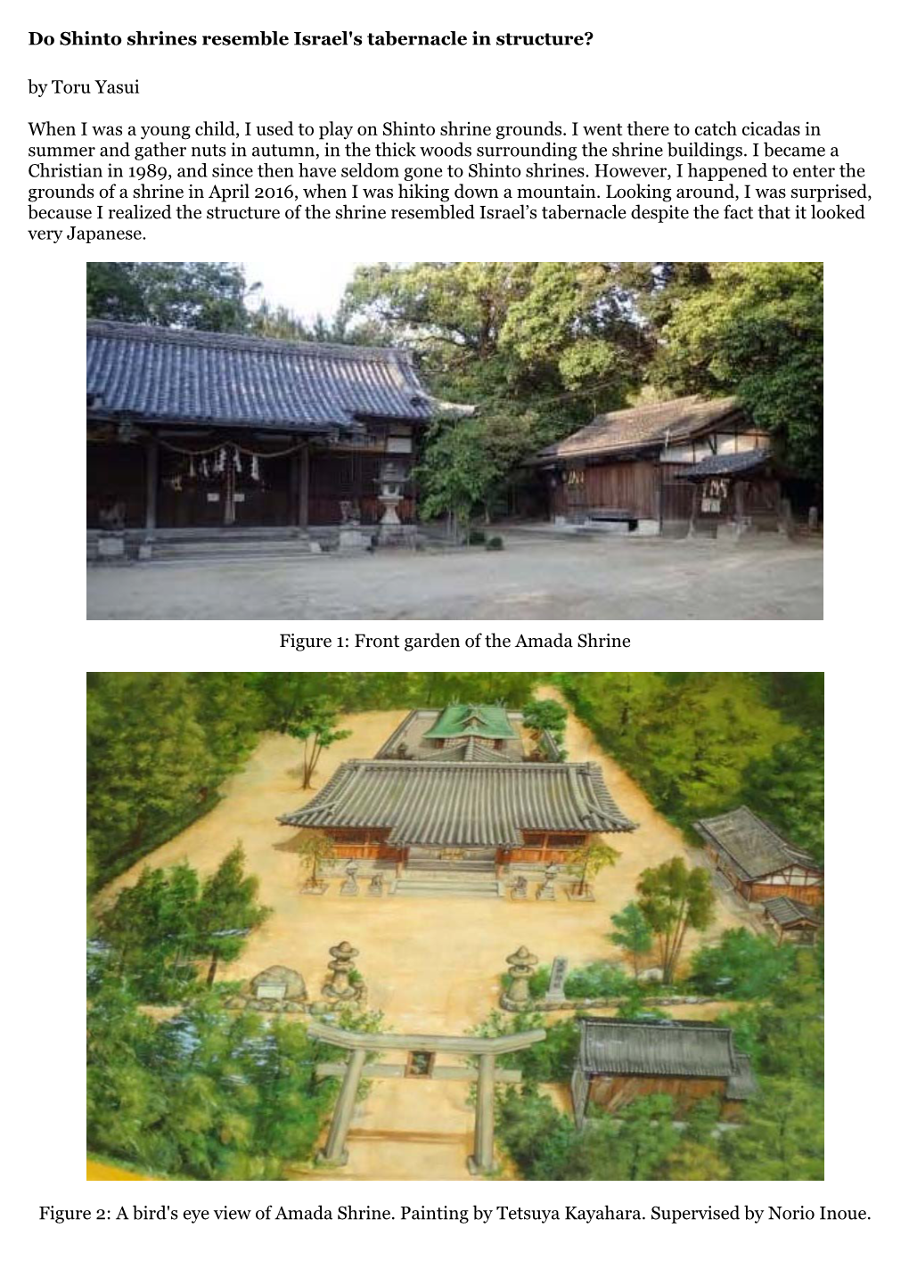 Do Shinto Shrines Resemble Israel's Tabernacle in Structure? by Toru Yasui