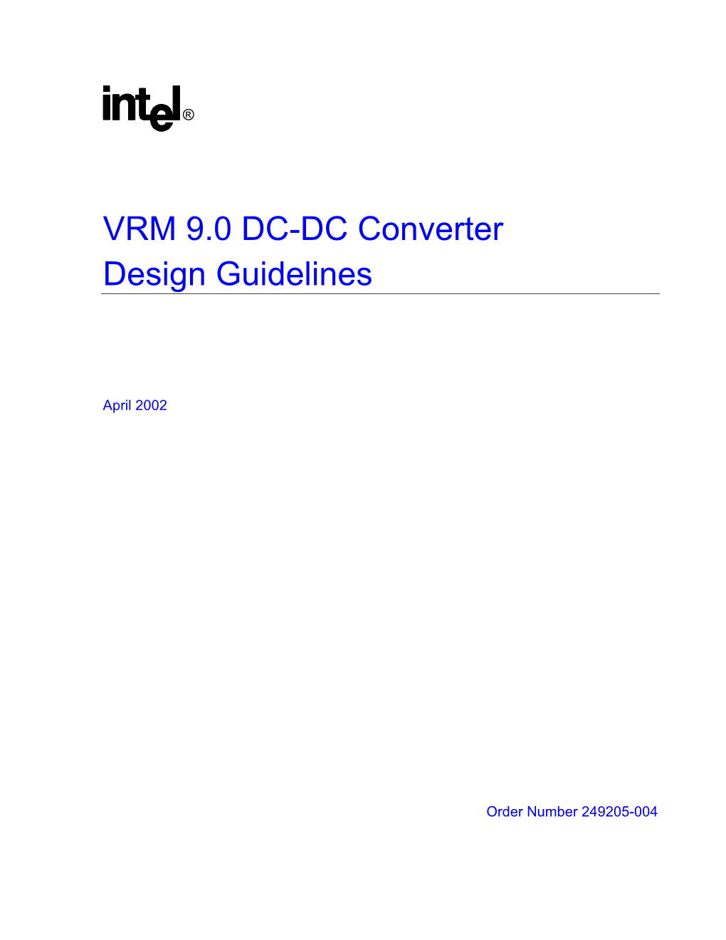 VRM 9.0 DC-DC Converter Design Guidelines