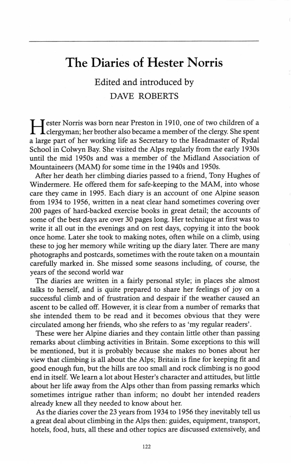 The Diaries of Hester N Orris Edited and Introduced by DAVE ROBERTS