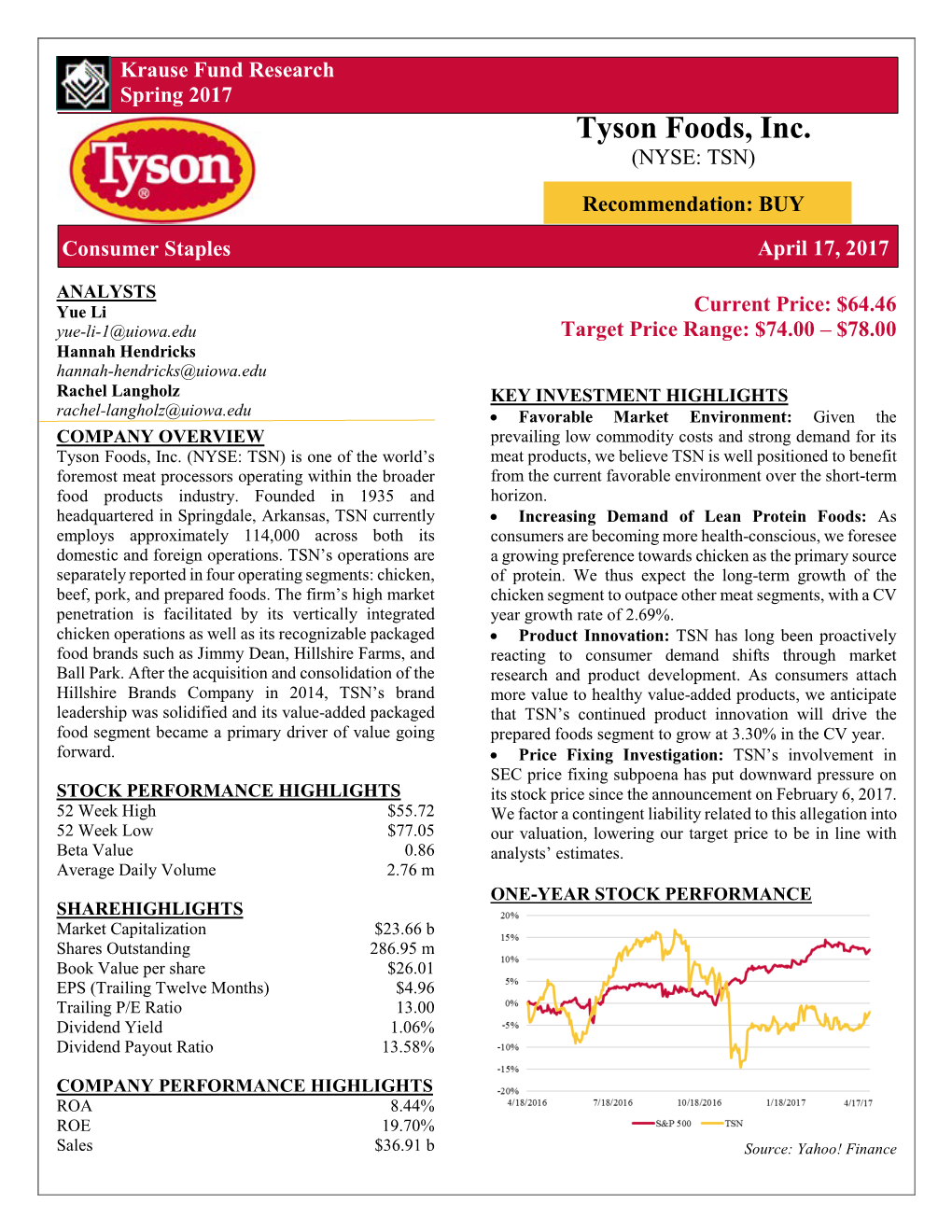 Tyson Foods, Inc. (NYSE: TSN)