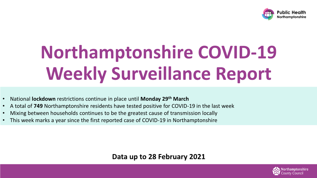 COVID-19 Weekly Surveillance Report